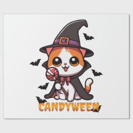 Papel De Presente candyween - bruxa-gato halloween