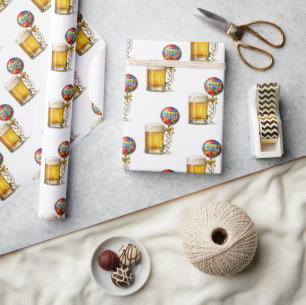 Papel De Presente Caneca de cerveja com balão de aniversário feliz