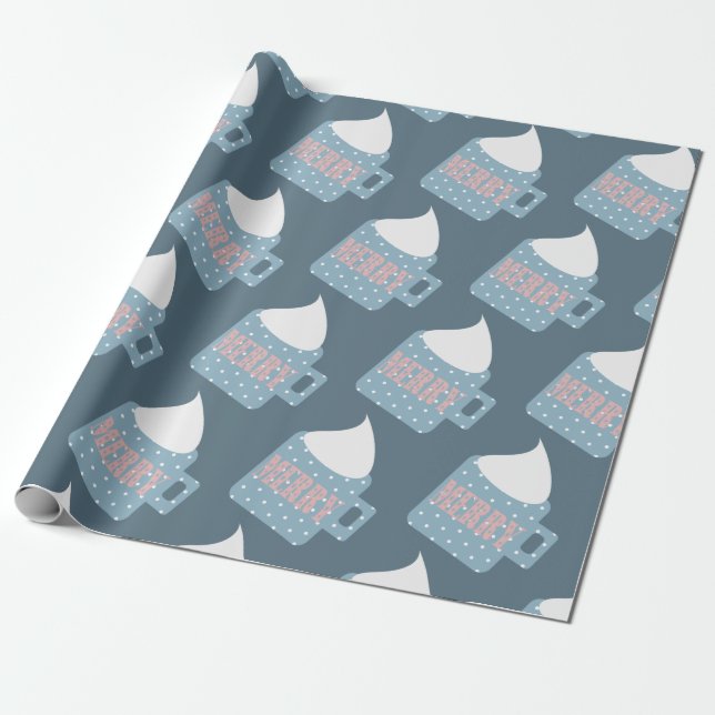 Papel De Presente Caneca de Chocolate Quente Creme Chantilly Feliz N (Desenrolado)