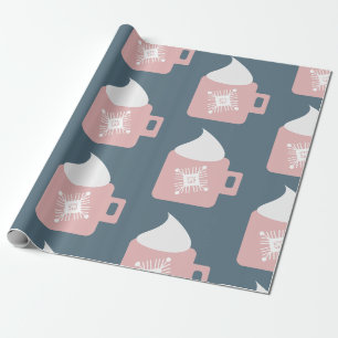 Papel De Presente Caneca de Chocolate Quente Creme Chantilly Flocos
