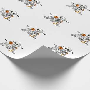 Papel De Presente Caneca de Esqueleto de Halloween Aconchegante com 