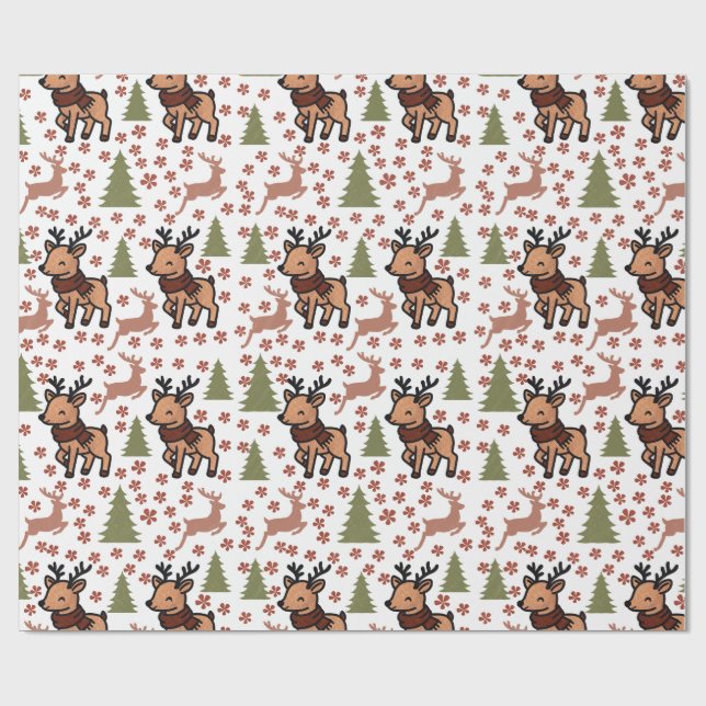 Papel De Presente Caneca floral fofa de rena (Aberto)