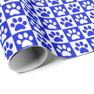 Papel De Presente Caneta de Cães Imprime azul e branco