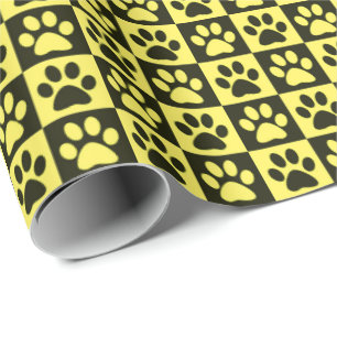 Papel De Presente Caneta de Cães Imprime preto e amarelo
