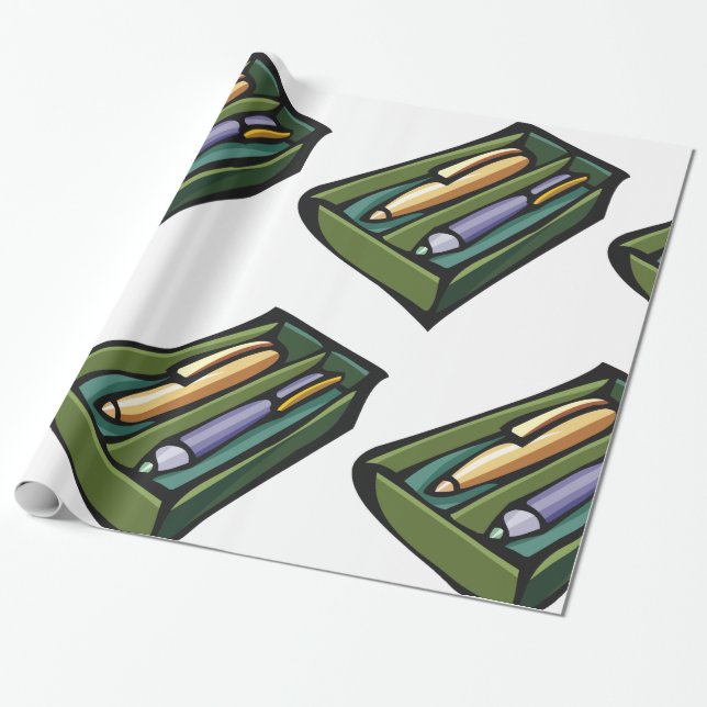 Papel De Presente Canetas Em Uma Caixa (Desenrolado)