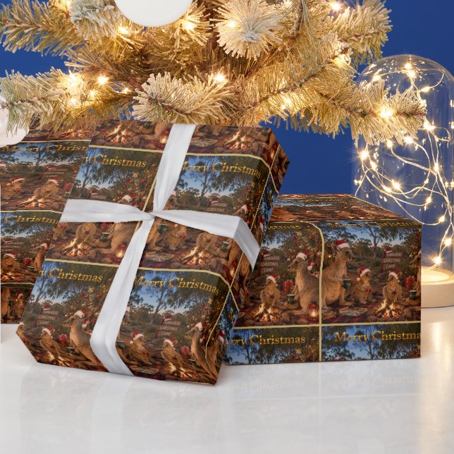 Papel De Presente Canguru de Natal Acampando (Feriados)