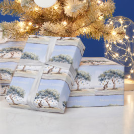 Papel De Presente Canguru sob a gomeira com enfeites de Natal