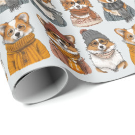Papel De Presente Caninos Motivos de Welsh Corgi