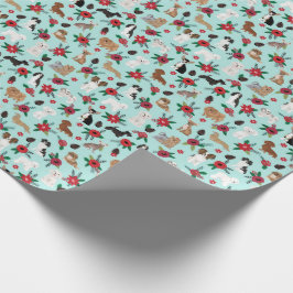 Papel De Presente Caninos Poinsettias Christmas Floral Gift Wrap