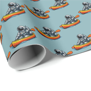 Papel De Presente Canoagem de Astronauta
