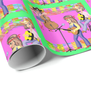 Papel De Presente Cantando e Guitarras de Bandas de música country
