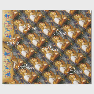 PAPEL DE PRESENTE CANTANDO NATAL ANGEL, JOY PEACE AMVE PARCHMENT