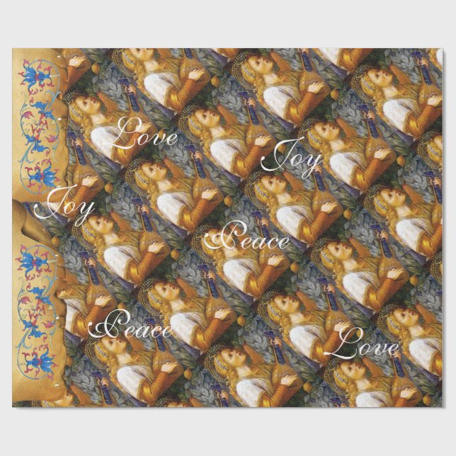 PAPEL DE PRESENTE CANTANDO NATAL ANGEL, JOY PEACE AMVE PARCHMENT (Aberto)