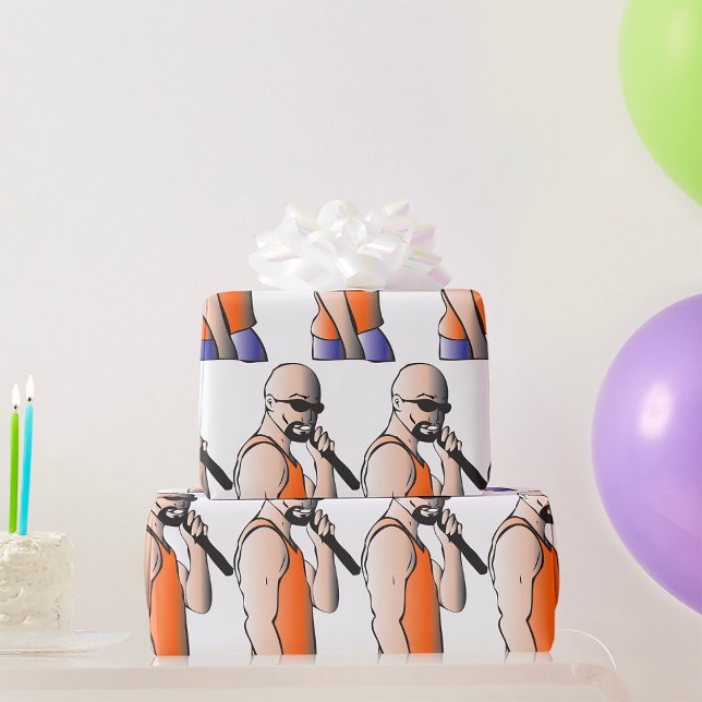 Papel De Presente Cantor de Cara Sálida Hip Hop legal com Microfone (Criador carregado)