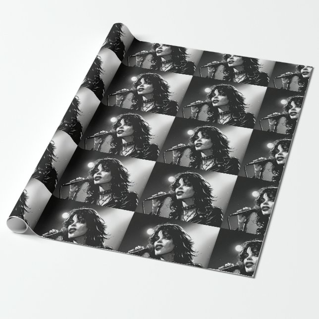 Papel De Presente Cantora Goth Punk em estilo de história em quadrin (Desenrolado)