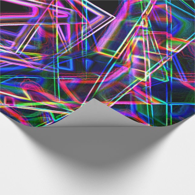 Papel De Presente Cantos quadrados e manchas néon coloridas (Ponta)