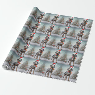 Papel De Presente Cão Bluetick Coonhound na Neve Natal