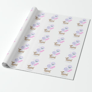 Papel De Presente Cão Cachshund Weiner Cão Cachinho Rosa