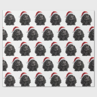 Papel De Presente Cão Cocker Spaniel Inglês Preto com Chapéu de Papa