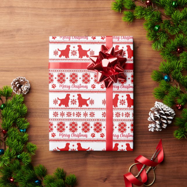 Papel De Presente Cão Cocker Spaniel Inglês Vermelho Nórdico Natal (Presente de Natal)