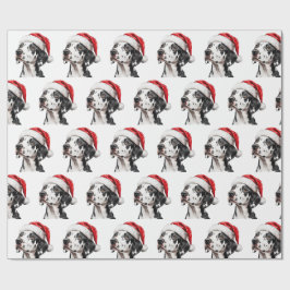 Papel De Presente Cão Dálmata com Chapéu de Papai Noel