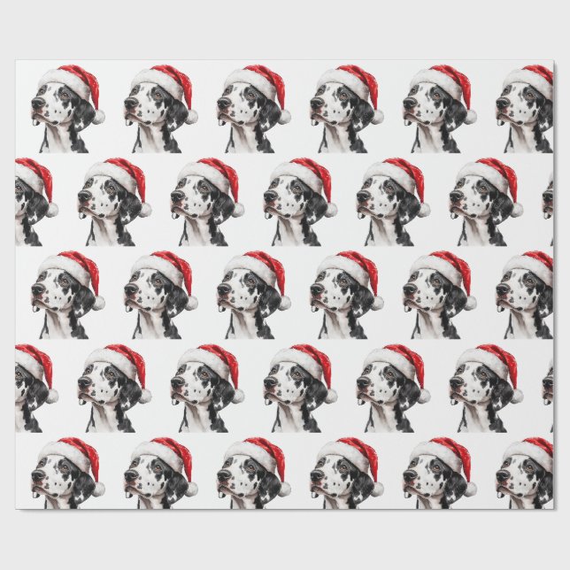 Papel De Presente Cão Dálmata com Chapéu de Papai Noel (Aberto)