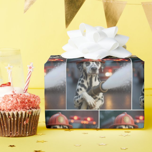 Papel De Presente Cão Dalmata Com uma Mangueira de Incêndio (Festa de aniversário)