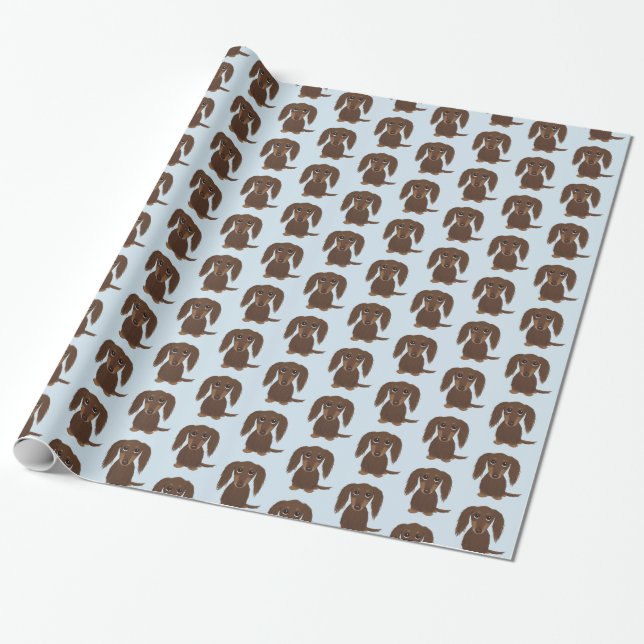 Papel De Presente Cão-de-caju-dachshund, chocolate castanho-de-cabra (Desenrolado)