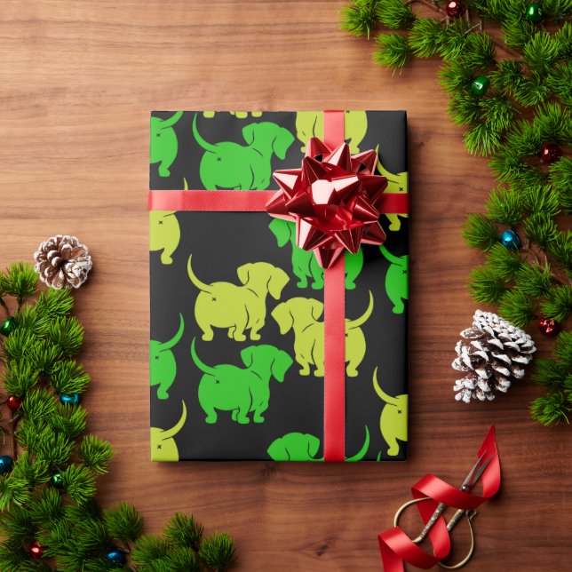 Papel De Presente Cão de Dachshund (Presente de Natal)