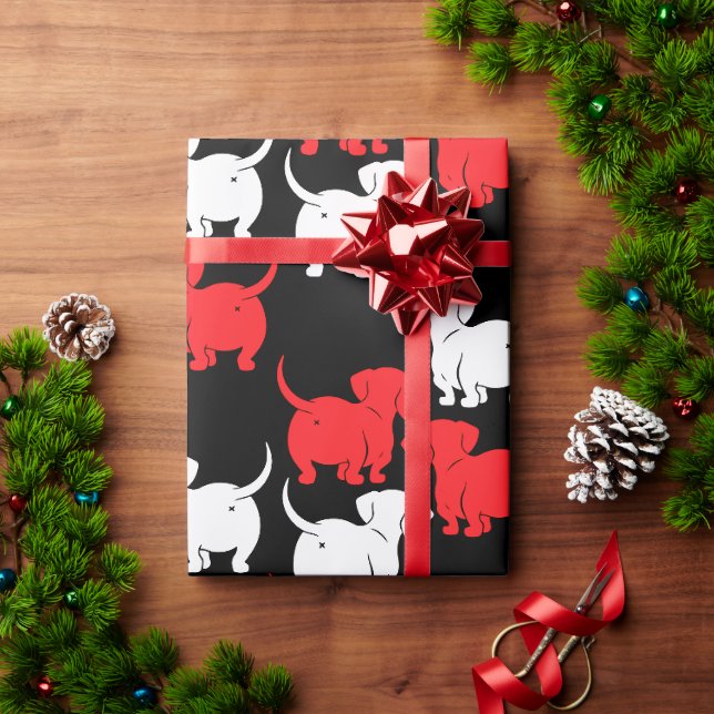 Papel De Presente Cão de Dachshund (Presente de Natal)