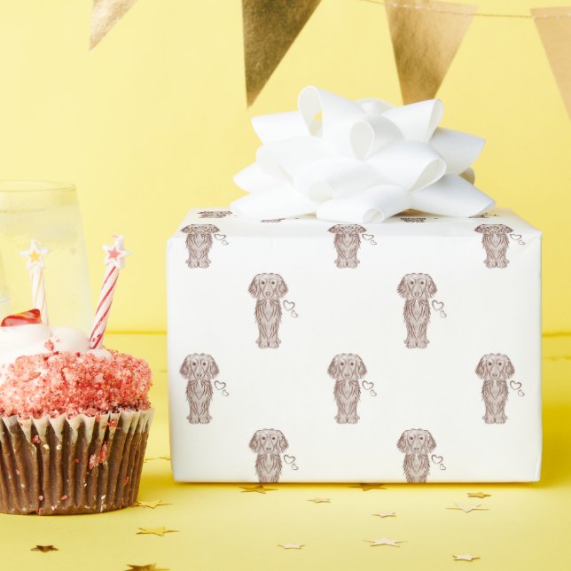 Papel De Presente Cão de Enchimento de Salsicha de Cabelo Longo (Festa de aniversário)