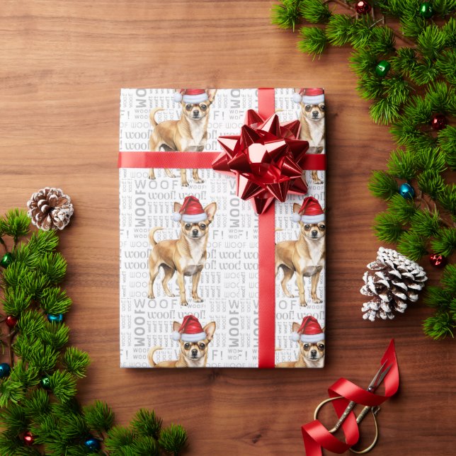 Papel De Presente Cão de Férias Chihuahua Papais noeis de Natal (Presente de Natal)