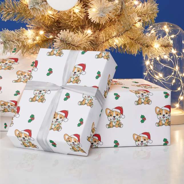 Papel De Presente Cão de inverno de Corgi (Feriados)