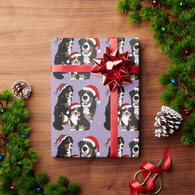 Papel De Presente Cão de Montanha Bernês de Natal  (Presente de Natal)
