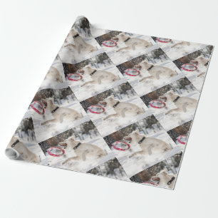 Papel De Presente Cão-de-Pet Pet Feriados de Inverno Encantador