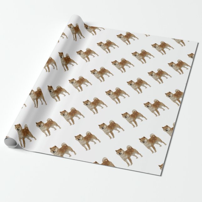 Papel De Presente Cão de Shiba Inu (Desenrolado)