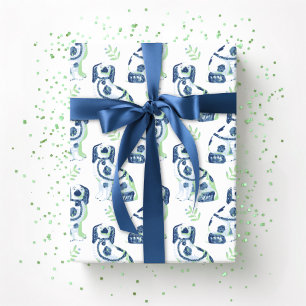 Papel De Presente Cão de Staffordshire Swoon Sprig Slate e Verde