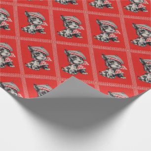 Papel De Presente cão do Scottie dos anos 50 no vermelho