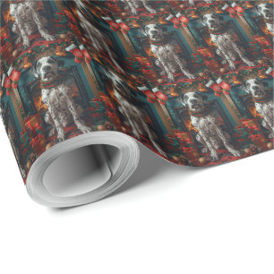 Papel De Presente Cão Dogue Alemão Com Presentes De Natal Lareira