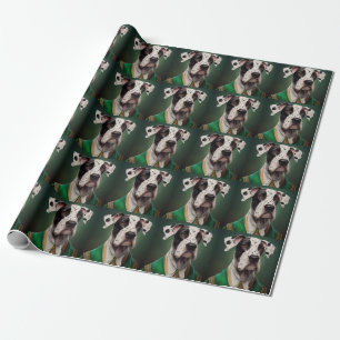 Papel De Presente Cão Dogue Alemão vestido para o Dia de São Patríci