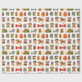 Papel De Presente Cão E Osso Presente Colorido Natal