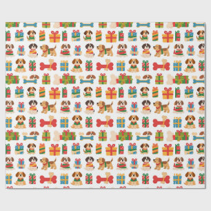 Papel De Presente Cão E Osso Presente Colorido Natal