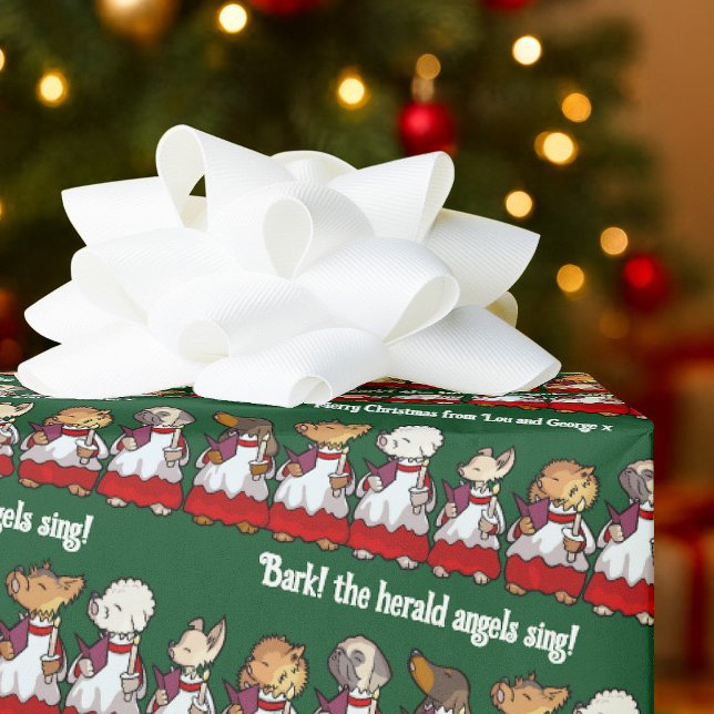Papel De Presente Cão engraçado cantores de Carol adicionam sua mens (Criador carregado)