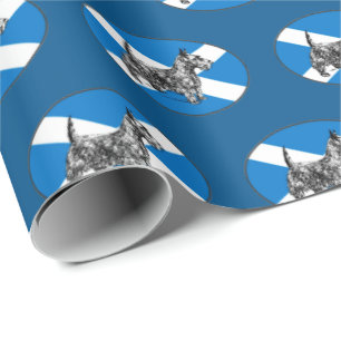 Papel De Presente Cão escocês do Scottie com a bandeira de Scotland