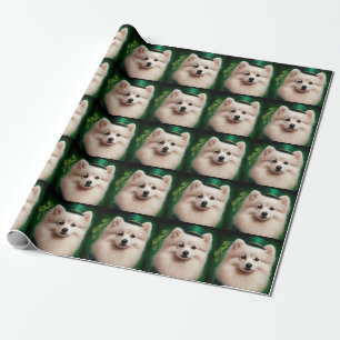Papel De Presente Cão Esquimó Americano vestido para o Dia de São Pa