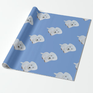 Papel De Presente Cão feliz do branco do filhote de cachorro do beb