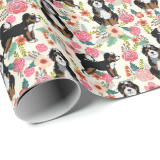 Papel De Presente Cão Floral Bernedoodle