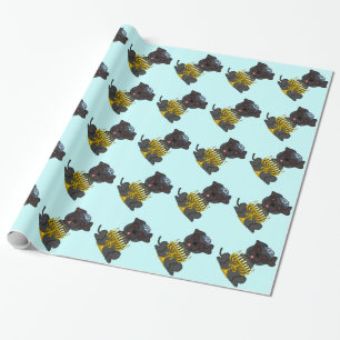 Papel De Presente Cão judaico do Feriado-Pug com Menorah