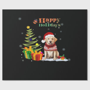 Papel De Presente Cão Labrador Retriever Férias Felizes Natal Árvore