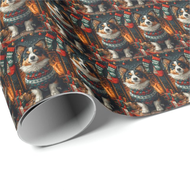 Papel De Presente Cão Lapphund Finlandês com Lareira de Presente de  (Ponta do rolo)